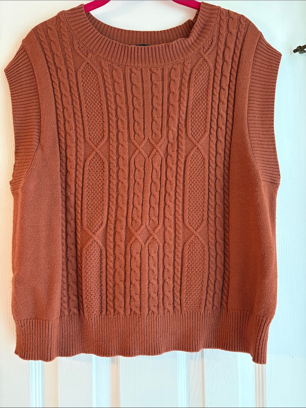 Cyrus Cable Knit Sleeveless Sweater - Rust Orange